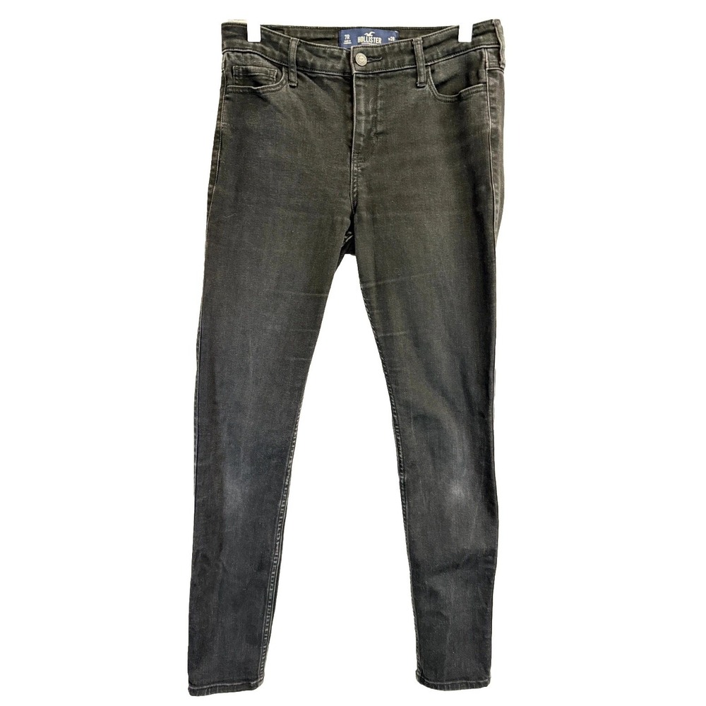 Hollister Jeans Womens 28x30 Black Denim Mid Rise Super Skinny Classic Stretch